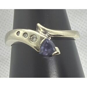 14k white gold 4 stone diamond Was My Class ring band 3.23g